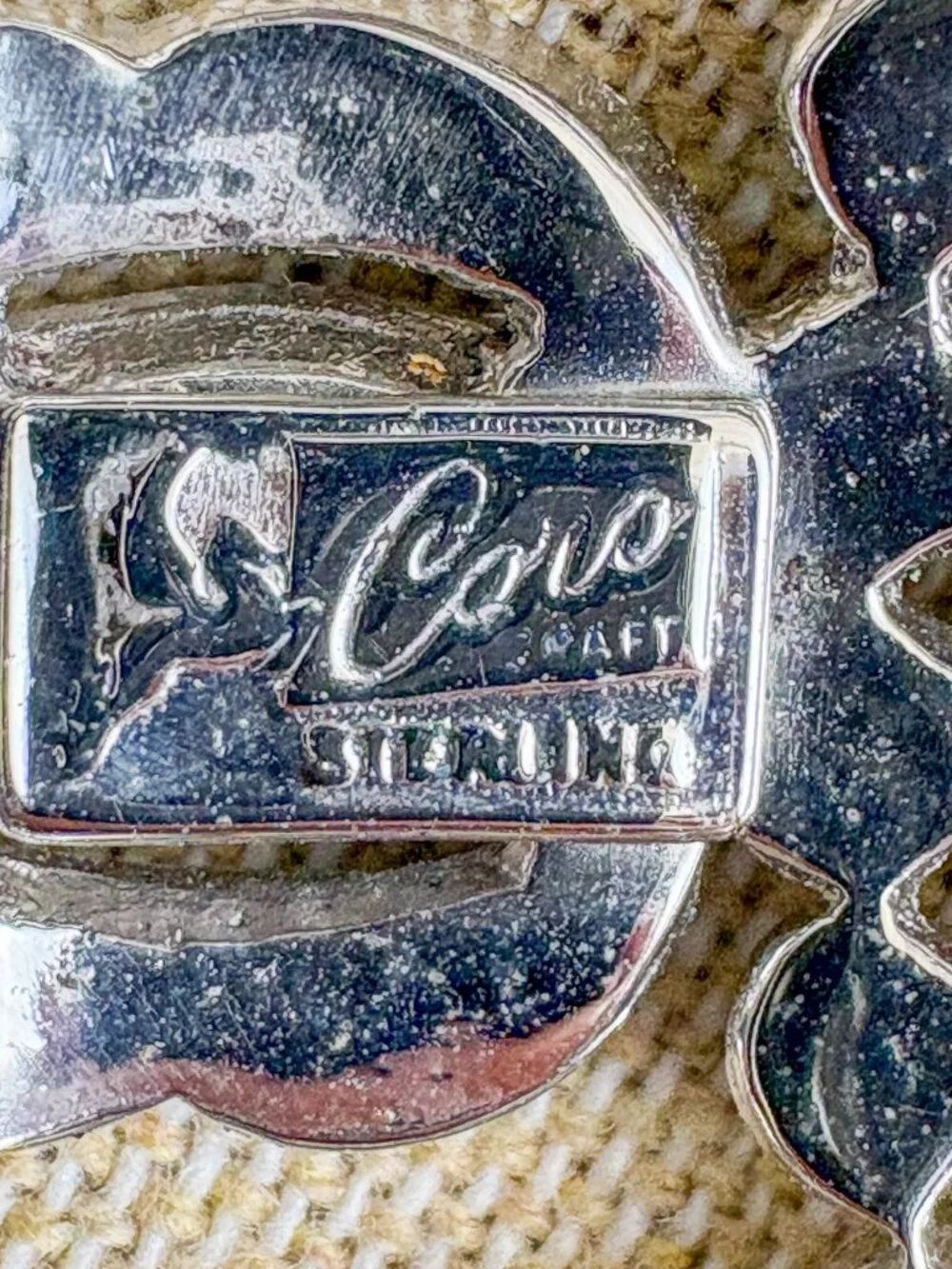 CoroCraft Sterling Crown Brooch - Pegasus Mark, Clear Rhinestones - 1940s Vintag